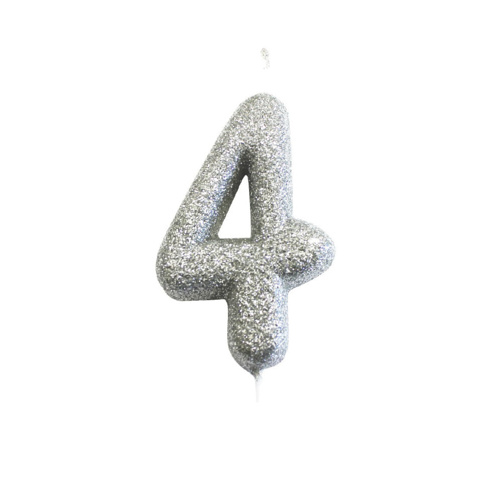 Silver Moulded Number Candle 0-9