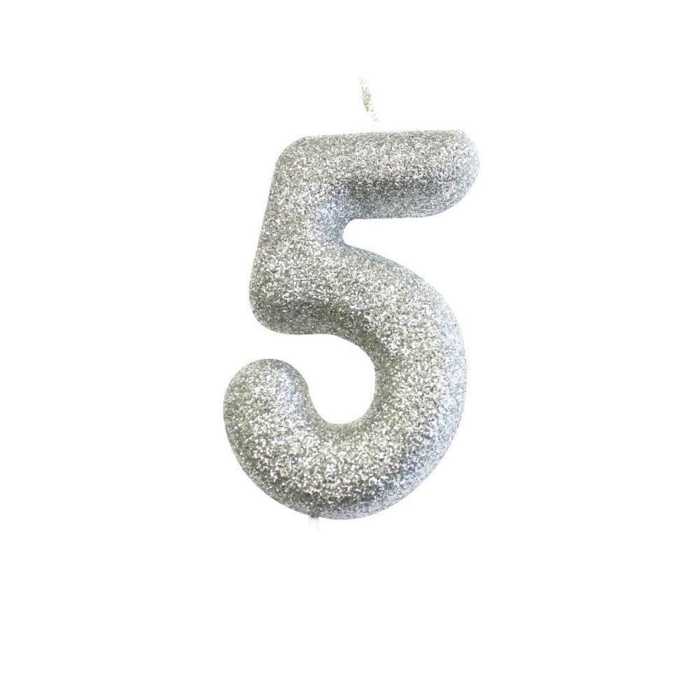 Silver Moulded Number Candle 0-9