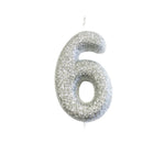 Silver Moulded Number Candle 0-9