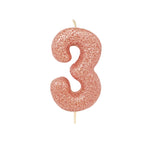 Rose Gold Moulded Number Candle 0-9