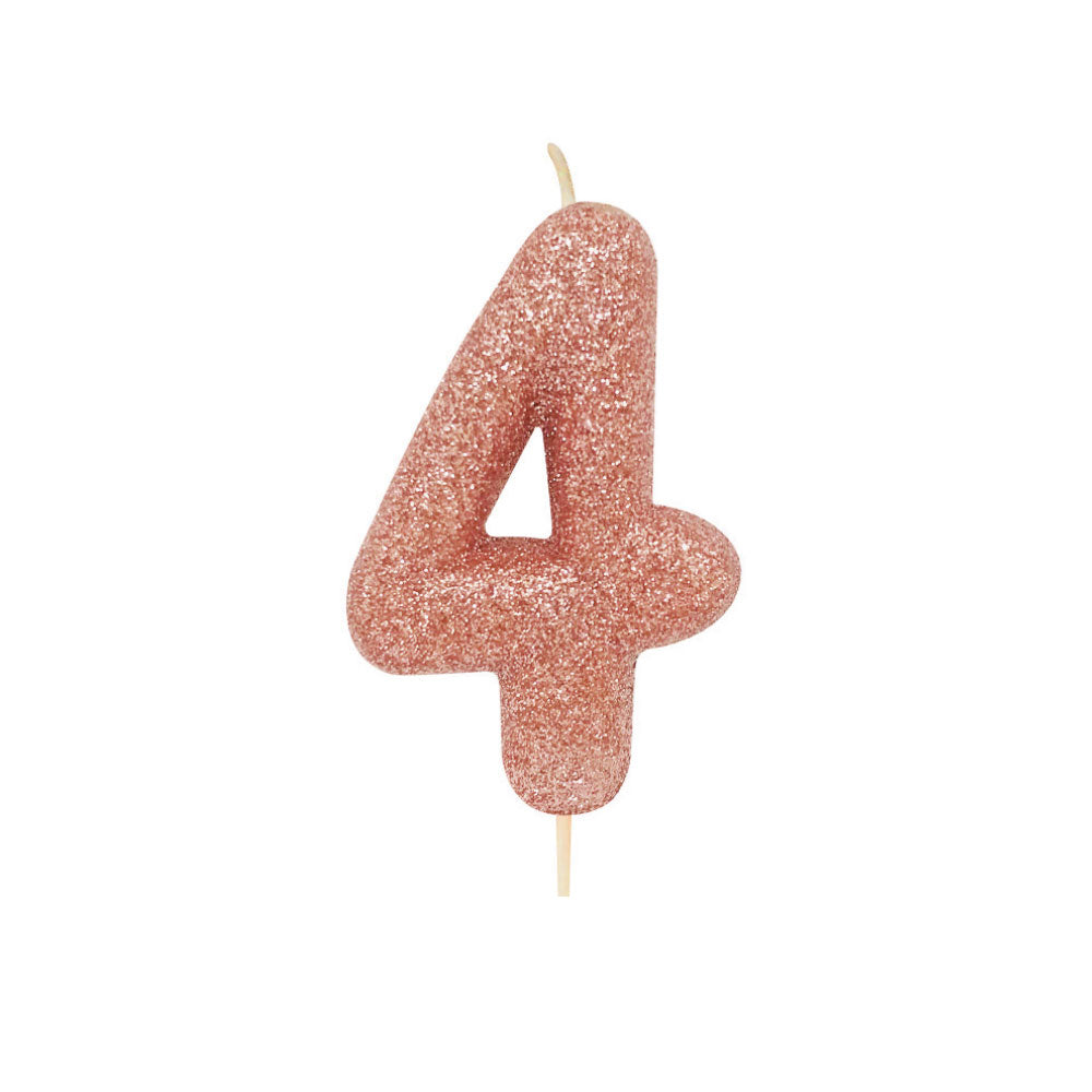 Rose Gold Moulded Number Candle 0-9