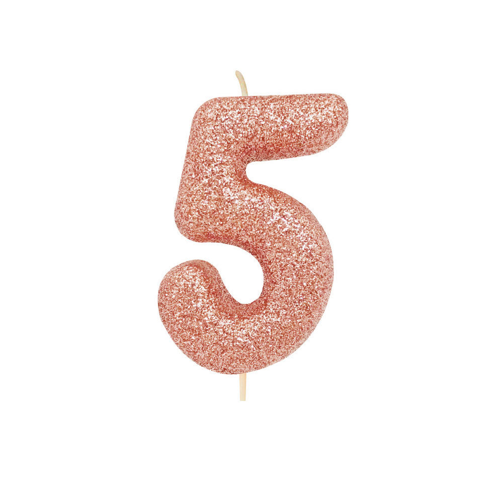 Rose Gold Moulded Number Candle 0-9