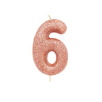 Pink Glitter Moulded Number Candle 0-9