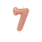 Pink Glitter Moulded Number Candle 0-9