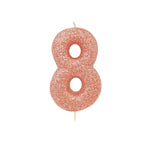 Pink Glitter Moulded Number Candle 0-9