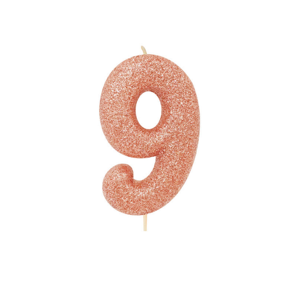 Rose Gold Moulded Number Candle 0-9