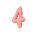 Pink Glitter Moulded Number Candle 0-9