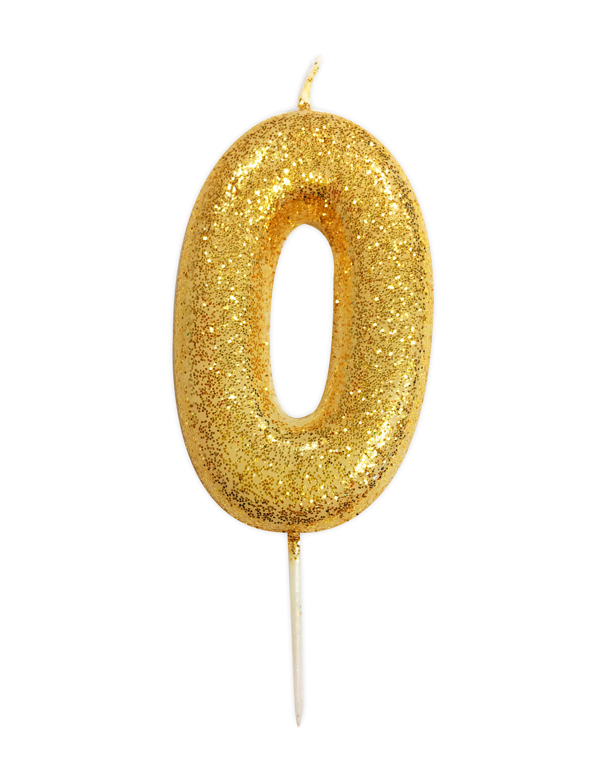 Gold Glitter Moulded Number Candle 0-9