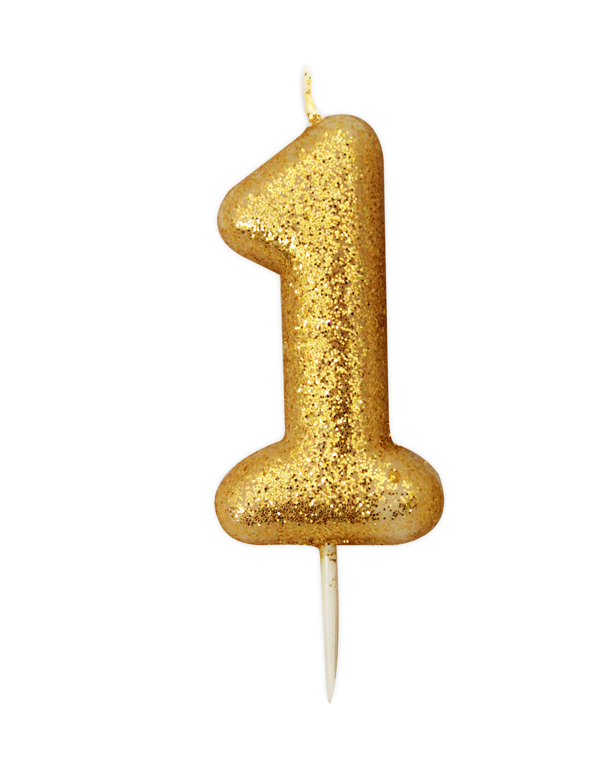 Gold Glitter Moulded Number Candle 0-9