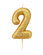 Gold Glitter Moulded Number Candle 0-9