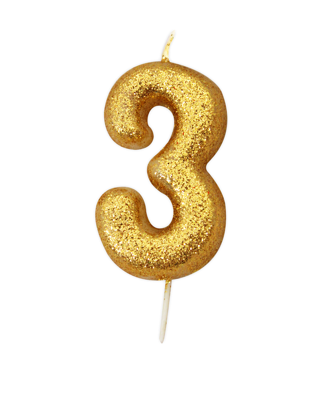 Gold Glitter Moulded Number Candle 0-9