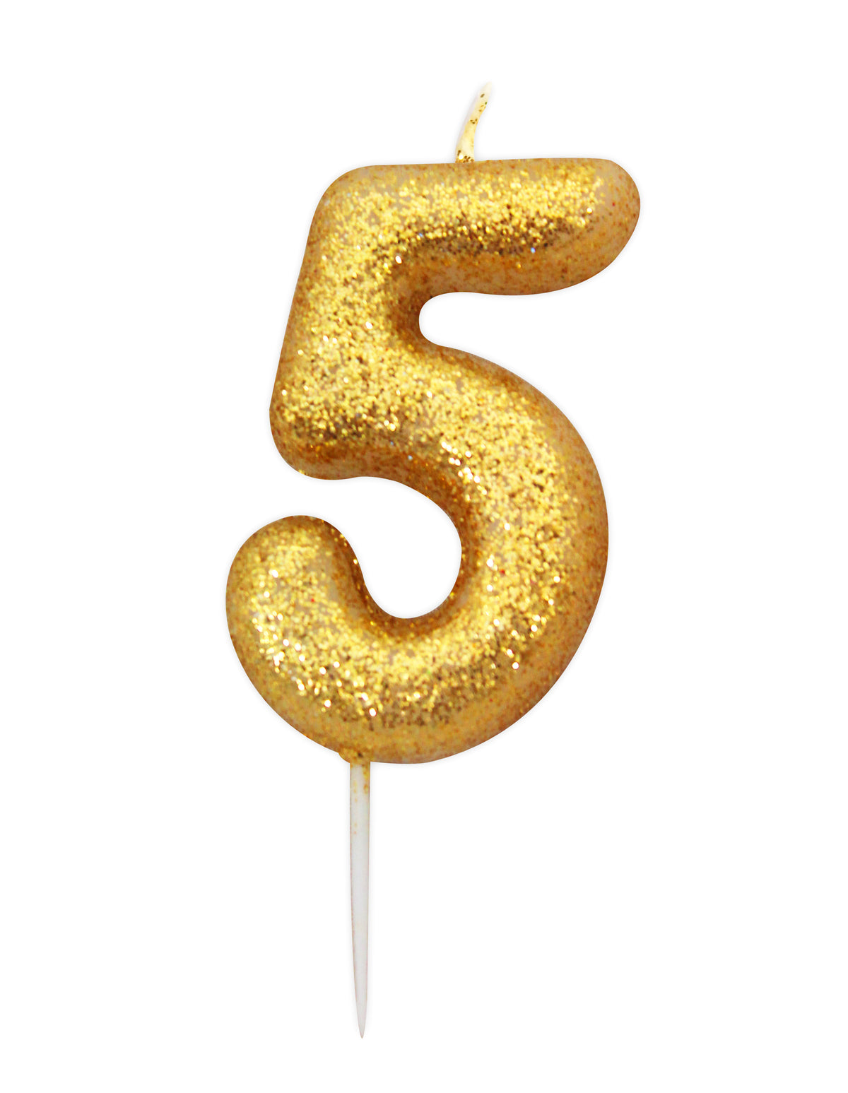 Gold Glitter Moulded Number Candle 0-9