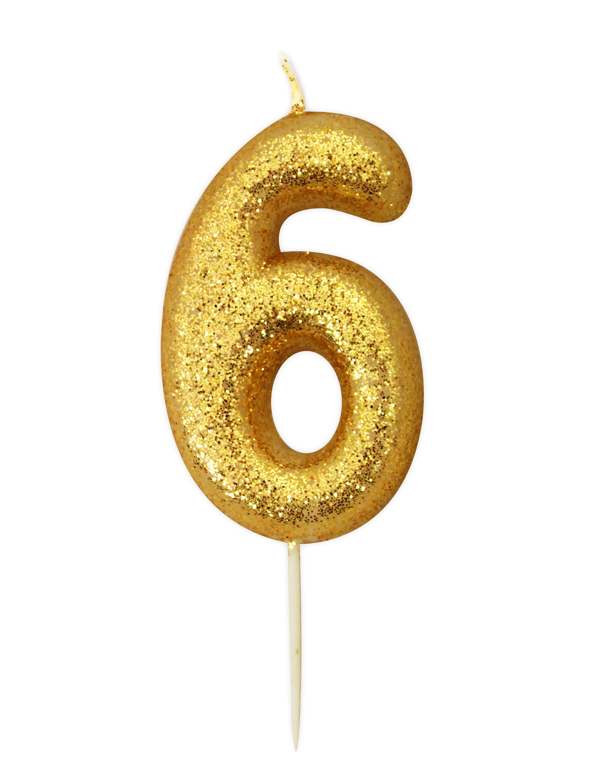 Gold Glitter Moulded Number Candle 0-9