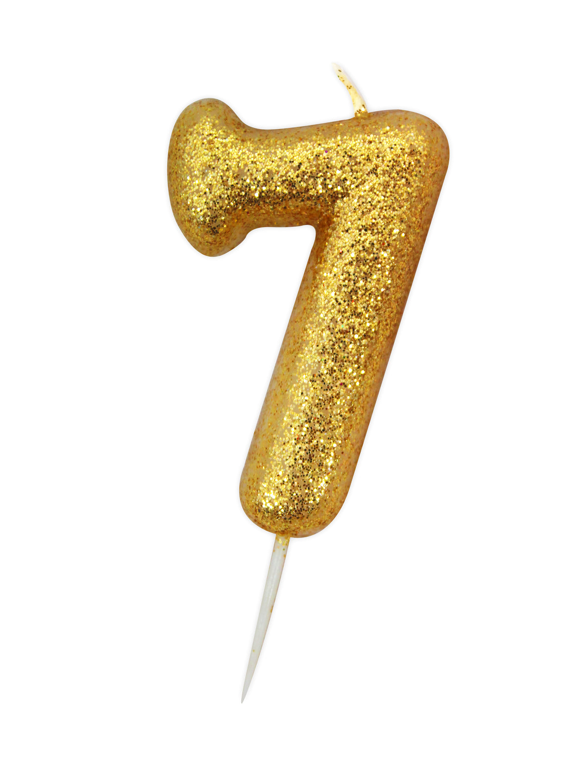 Gold Glitter Moulded Number Candle 0-9