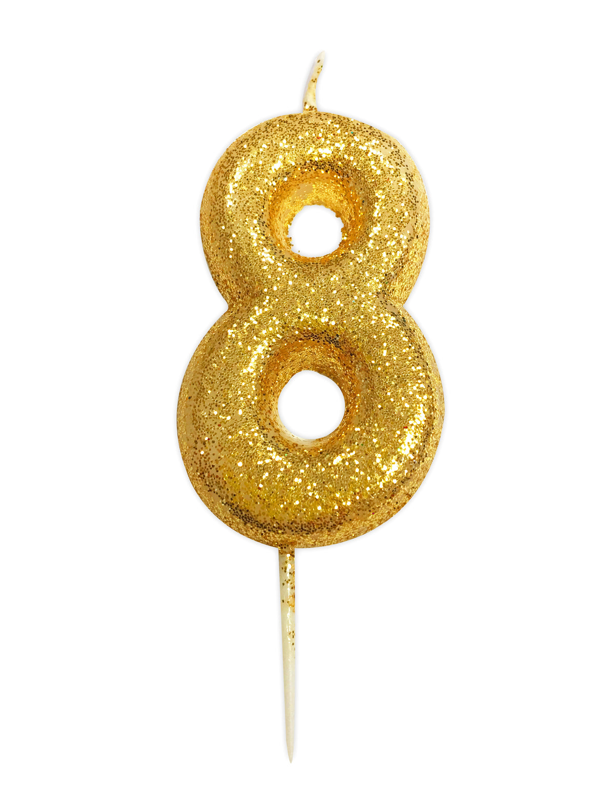 Gold Glitter Moulded Number Candle 0-9