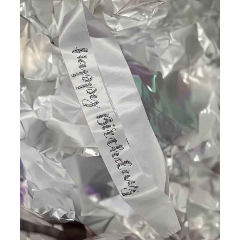 Black Diamante Happy Birthday Sash