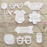 Rose Gold Foiled Baby Shower Photo Booth Props - 10pk