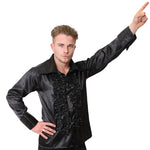 1970s Frilly Disco Shirt - Black