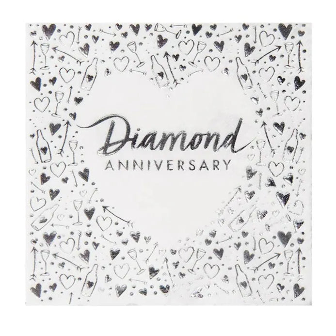 60 Years Diamond Anniversary Foil Stamped Paper Napkins - 16pk