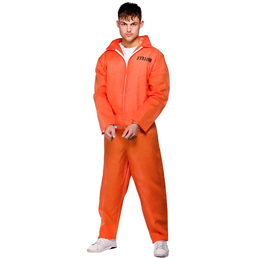 Orange Convict Prisoner w/Handcuffs & I.D Board