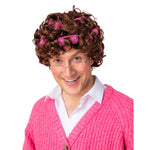 Granny Perm Wig with Rollers - Brown