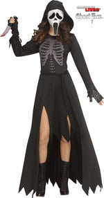 Ladies Skele-Stone Ghost Face® Hooded Rhinestone Dress & Mask