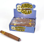 Display box of Jumbo Cigar with a single cigar in front on a white background
