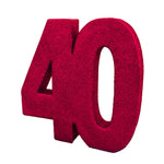 Number 40 Glitter Table Decoration Red