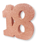 Number 18 Glitter Table Decoration Rose Gold