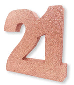 Number 21 Glitter Table Decoration Rose Gold