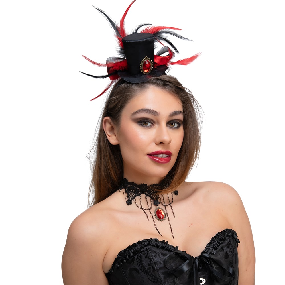 Deluxe Vampiress Top Hat & Necklace