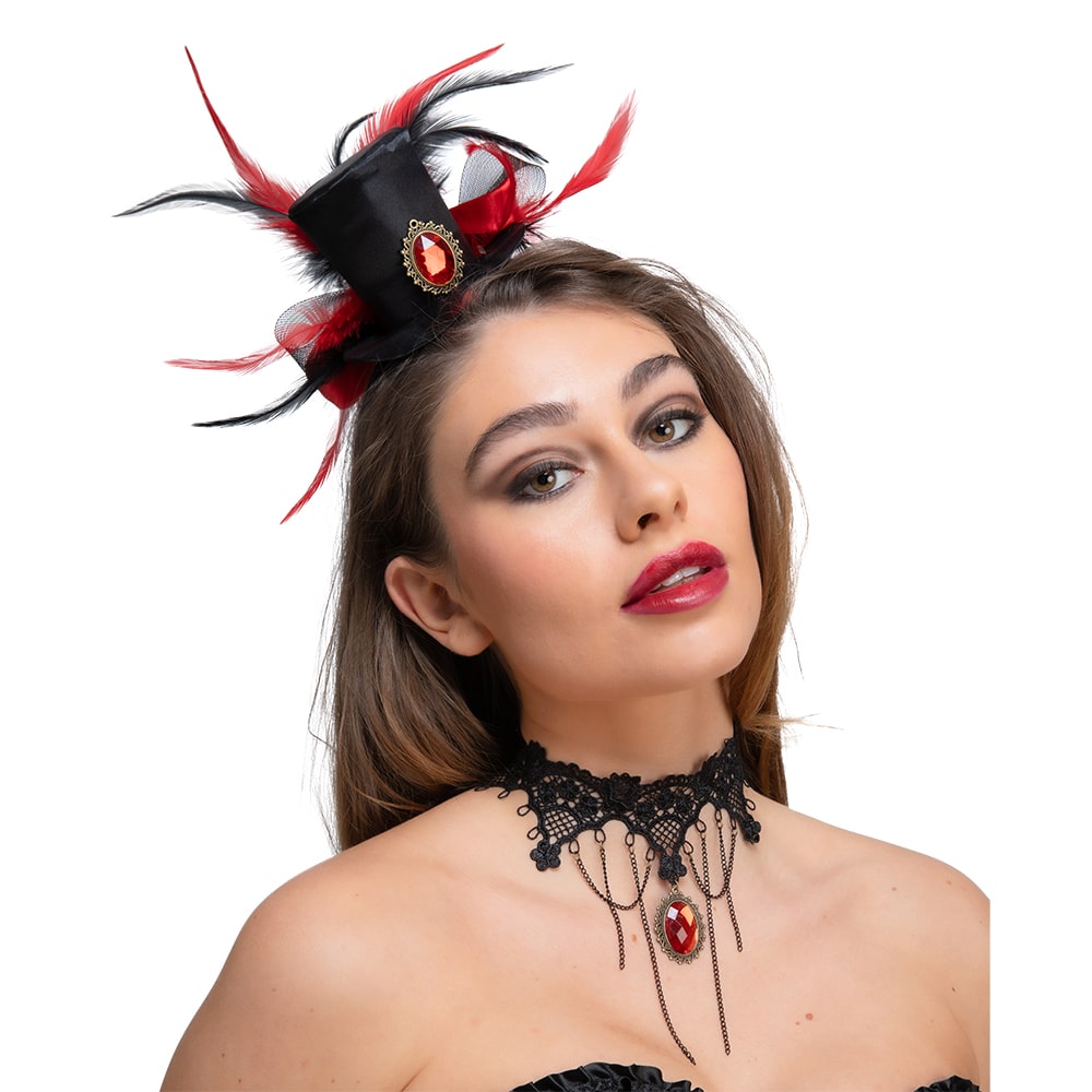 Deluxe Vampiress Top Hat & Necklace