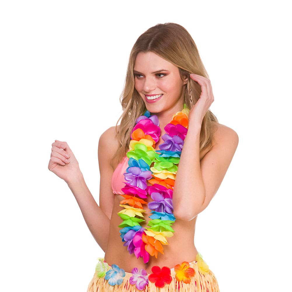 Deluxe Satin Lei - Rainbow