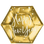 Hexagonal Shaped Gold Happy New Year - 6pk