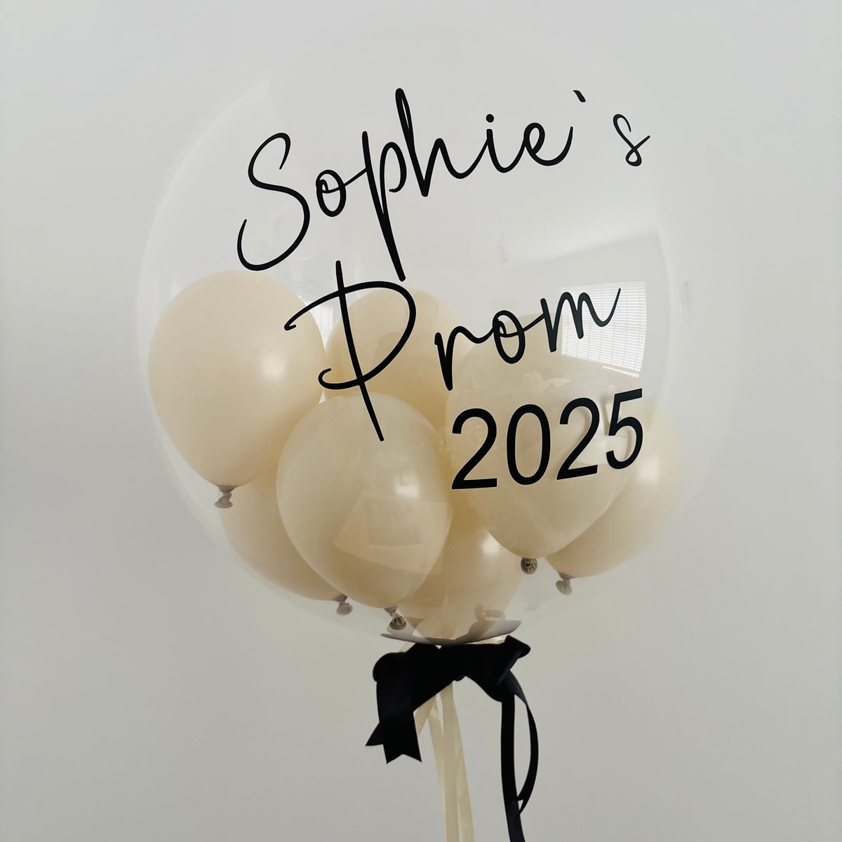 24" Personalised Cream & Black PROM 2025Bubble Balloon