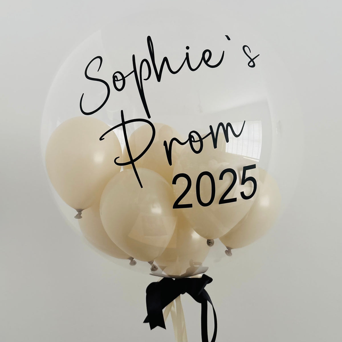 24" Personalised Cream & Black PROM 2025Bubble Balloon