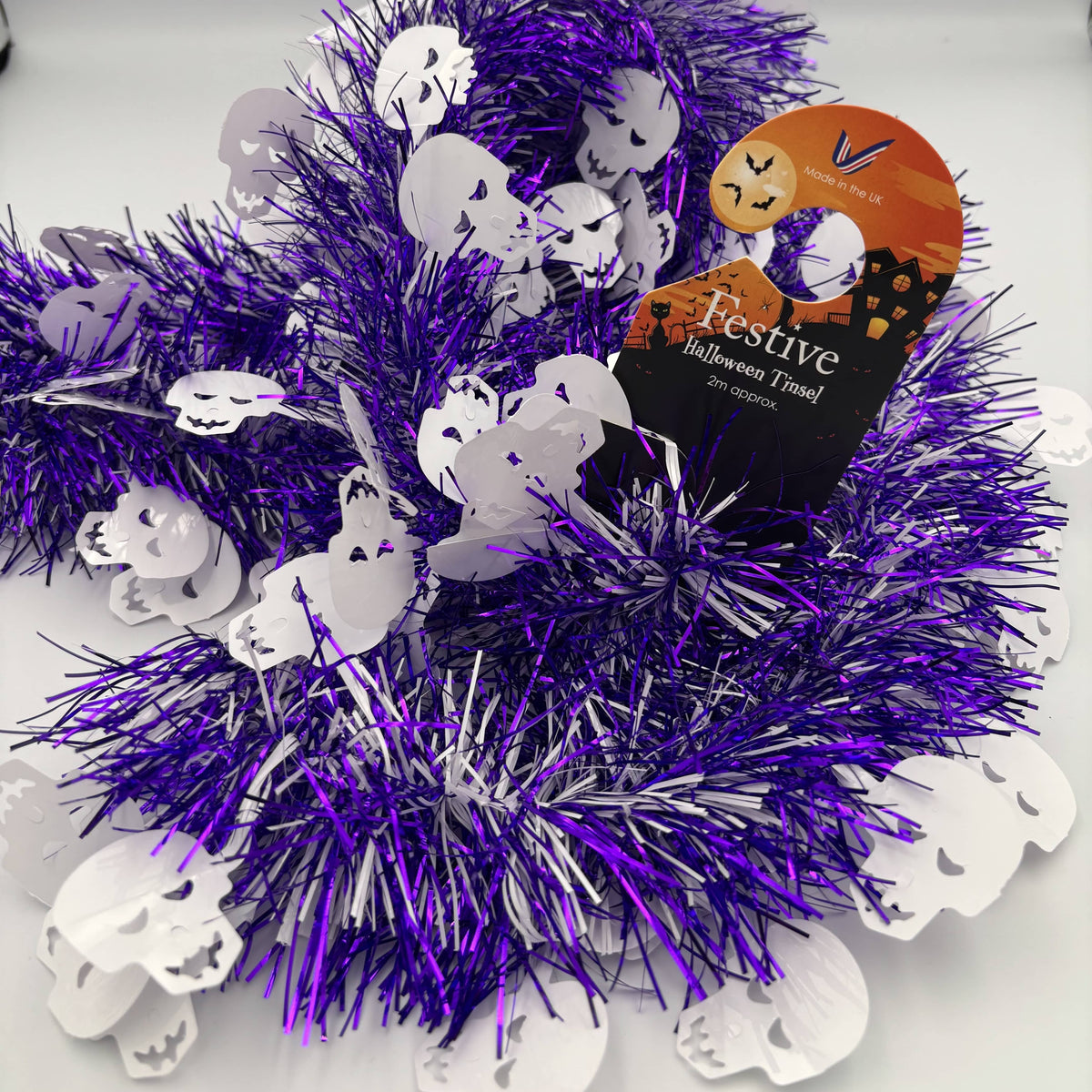 200cm x 10cm 3 asst Halloween Skull Die Cut Tinsel