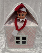 Pretty Pink & White Christmas Gift Elf House Box