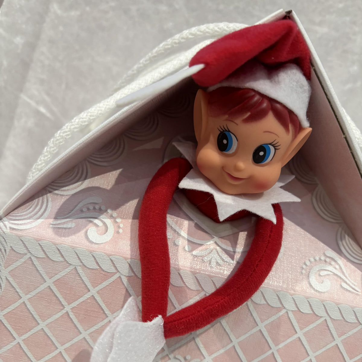 Pretty Pink & White Christmas Gift Elf House Box