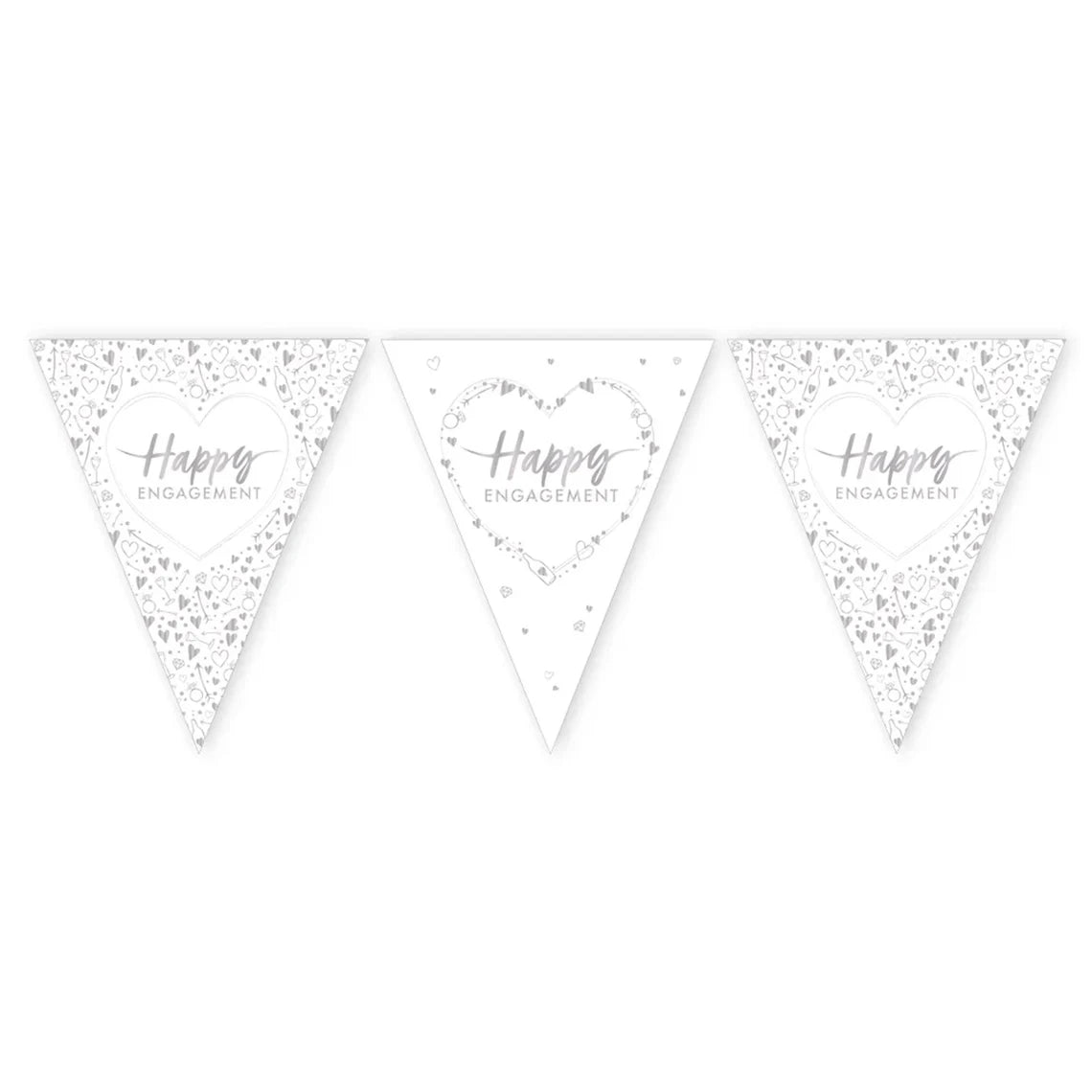 Happy Engagement Silver Foiled Paper Bunting - 12ft