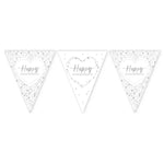 Happy Engagement Silver Foiled Paper Bunting - 12ft