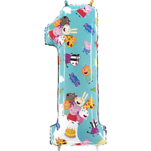 Peppa Pig & Friends Number 1 Shaped Foil Balloon - 26"