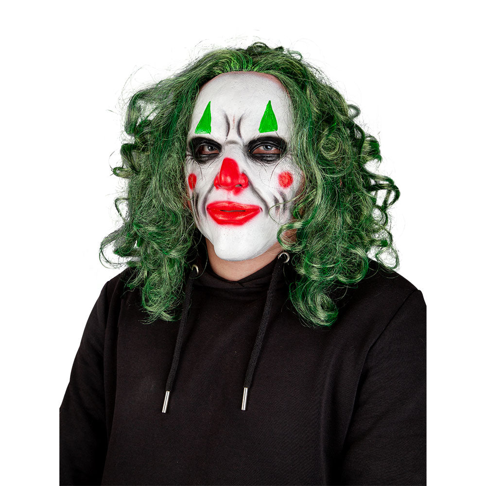 Psycho Clown - Latex Mask Green Hair