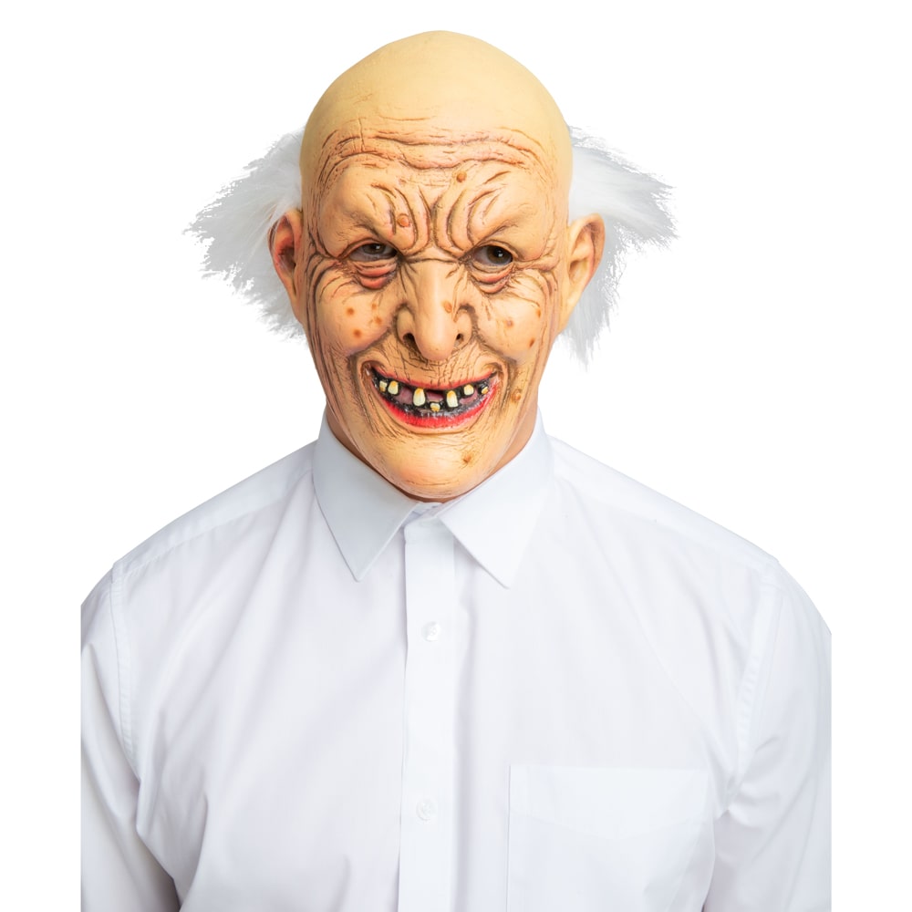 Baldy Old Guy Latex Mask with Hair