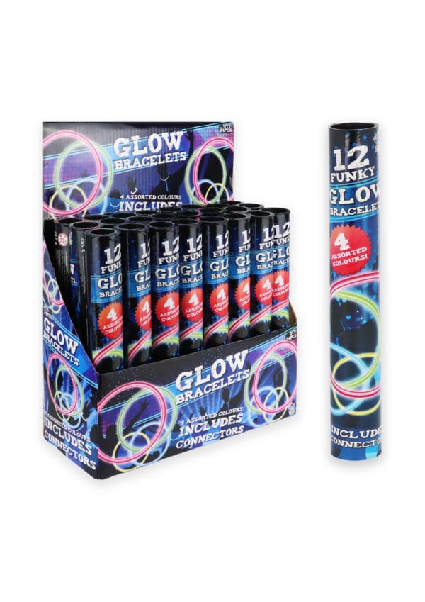 Tube of Glow Bracelets - 12pk (4 Assorted colours)