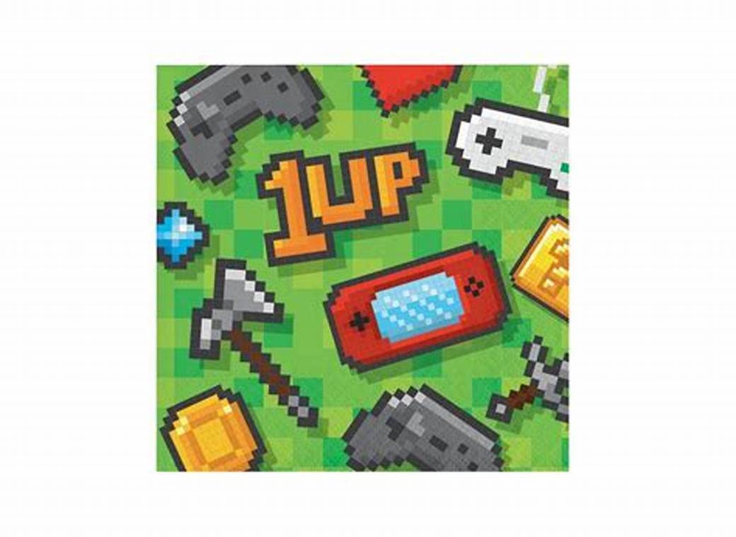 Gaming Party Paper Small Beverage Napkins - 16pk