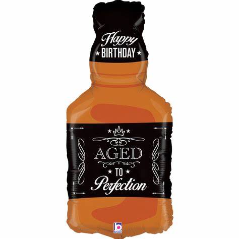 Brown Aged to Perfection Birthday Bottle Shape Foil Balloon