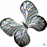 Silver Holographic Butterfly Foil Shape Balloon - 30"