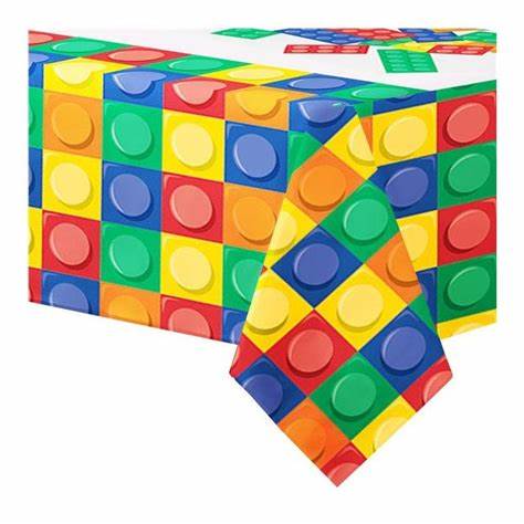 Block Party Rectangular Plastic Table Cover - Each