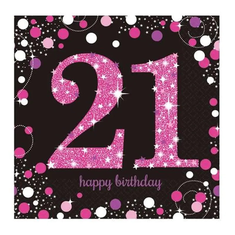 Pink 21st Birthday Celebration Napkins - 16pk